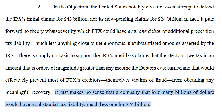 IRS tax bill will swipe creditors of any ‘meaningful recovery,’ says FTX