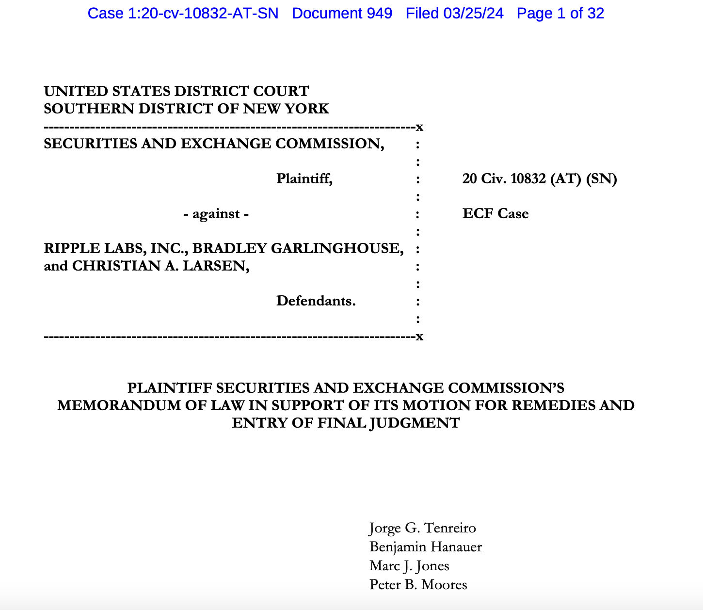 ‘Ripple is well-positioned to pay a significant civil penalty,‘ says SEC